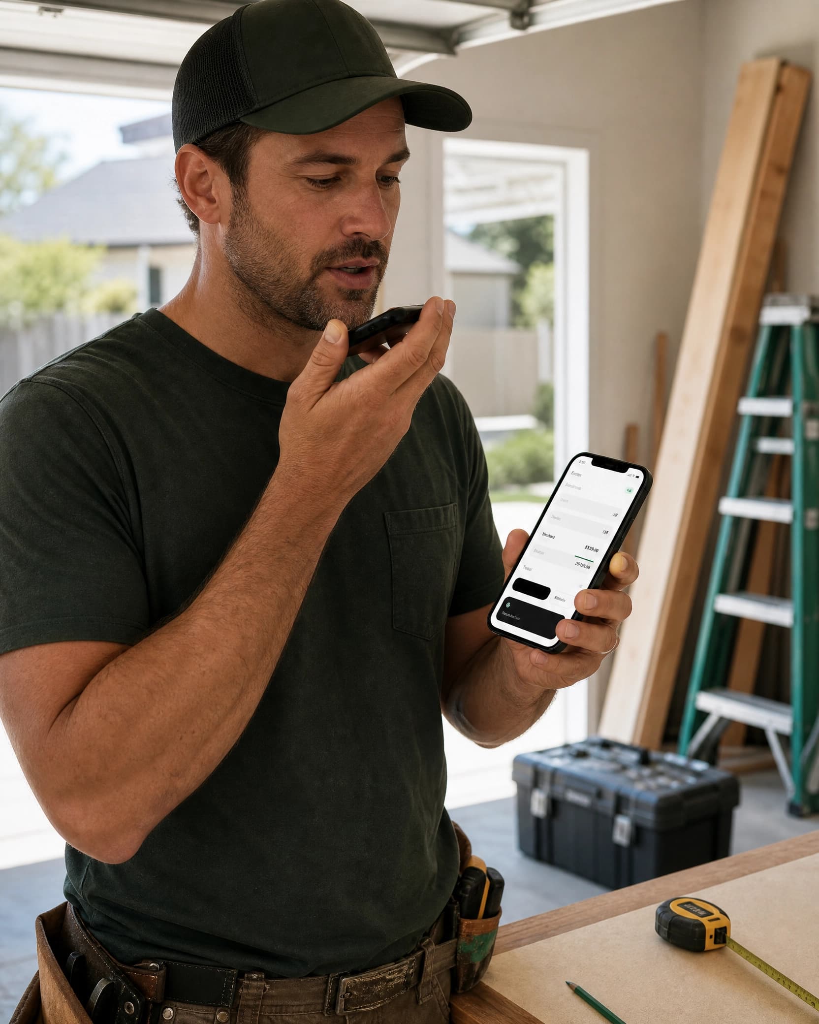 Contractors creating an invoice by voice
